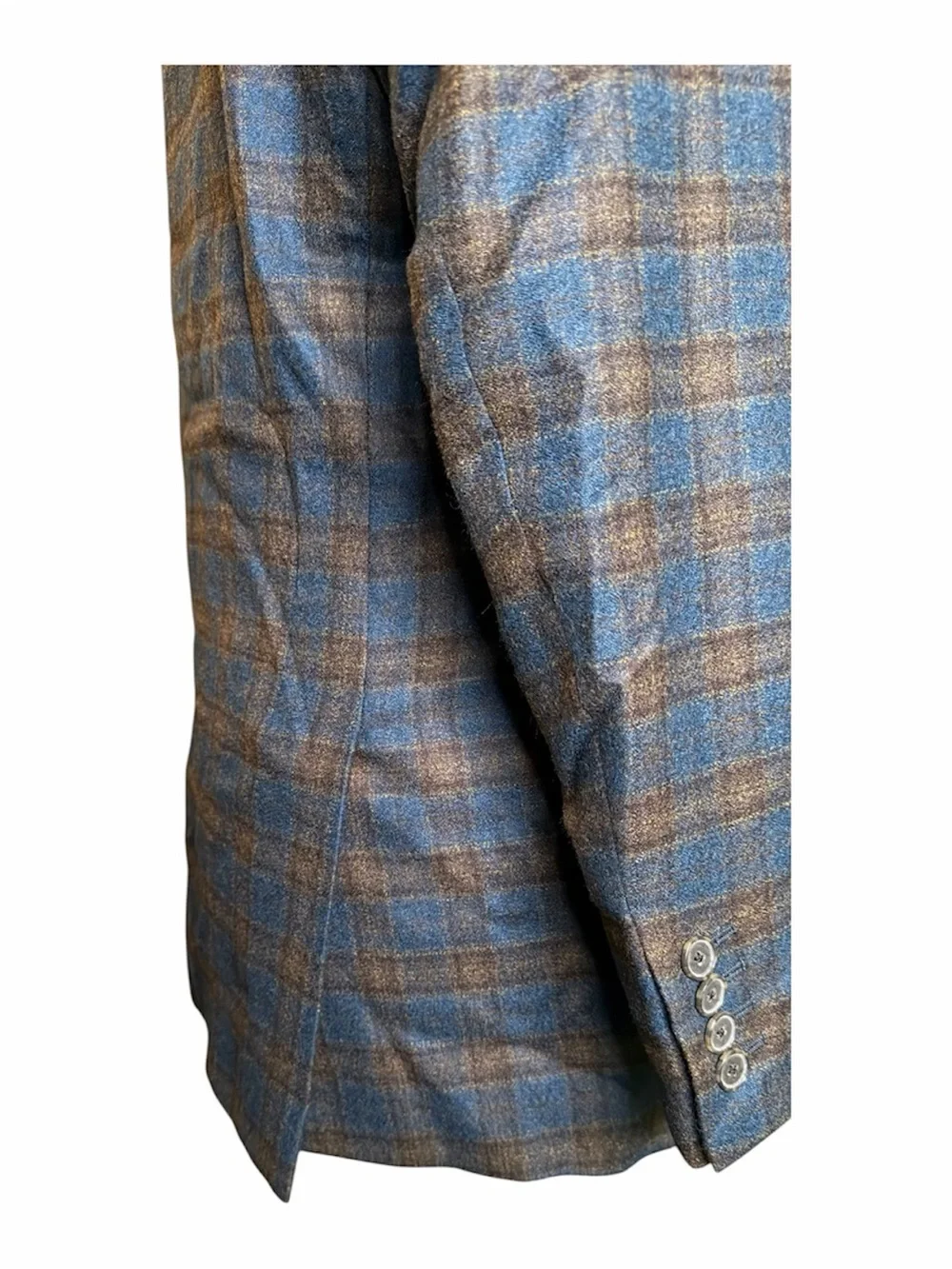 Coppley Men’s 44R Blue Brown Plaid Sport Coat Blazer Reda Super 110s 100% Wool